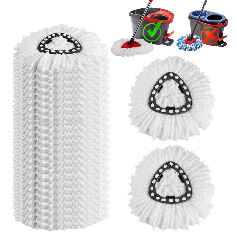 10 Pack Mop Replacement Heads 100 Microfiber Spin Mop Refills Fits Triangle Mop Replace Head EasyWring 1Tank System 360 Degree Mop Head Replacement for Easy Cleaning Floor Mopping